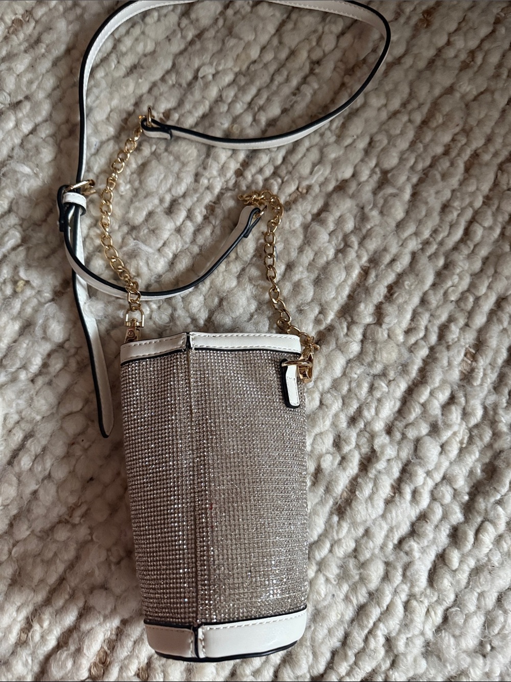 Aldo Crystal Embellished White Cylinder Crossbody Bag - Picture 2 of 2